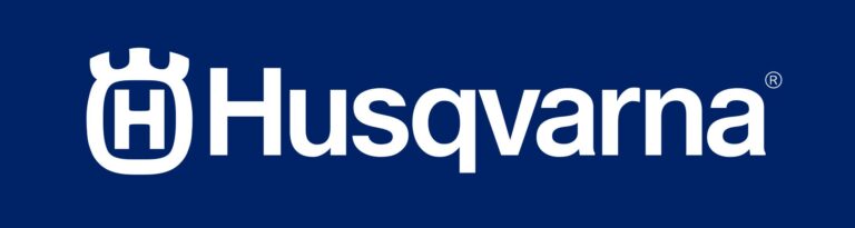 husqvarna logo white on blue