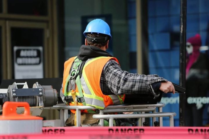 construction worker wearing safety equipment